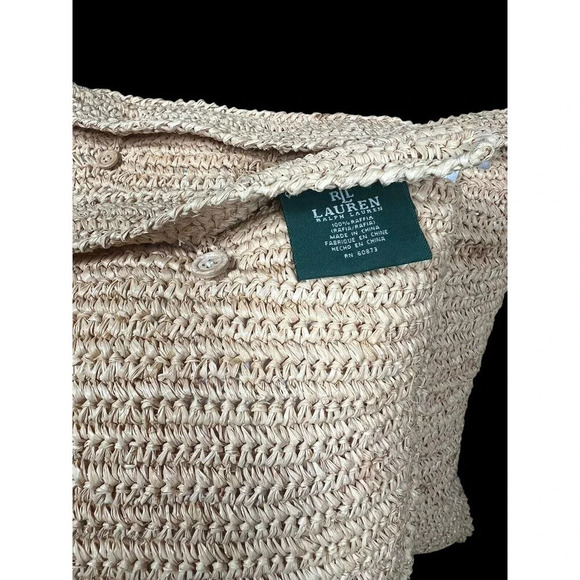 Vintage RALPH LAUREN Textured Raffia 18" Square Pillow Coastal Beach LOT OF 2 - Picture 2 of 9